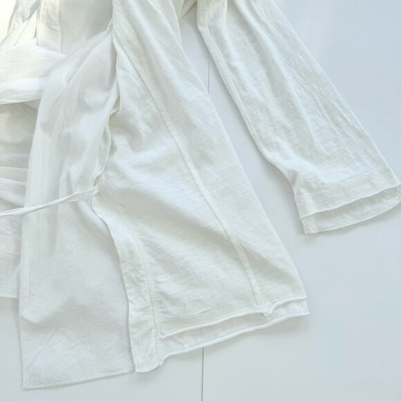White Cotton Cardigan long sleeves size large - Picture 6 of 11